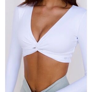 Elegant White Twist Front Crop Top